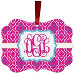 Colorful Trellis Metal Frame Ornament - Double Sided w/ Monogram