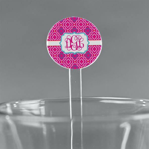 Custom Colorful Trellis 7" Round Plastic Stir Sticks - Clear (Personalized)