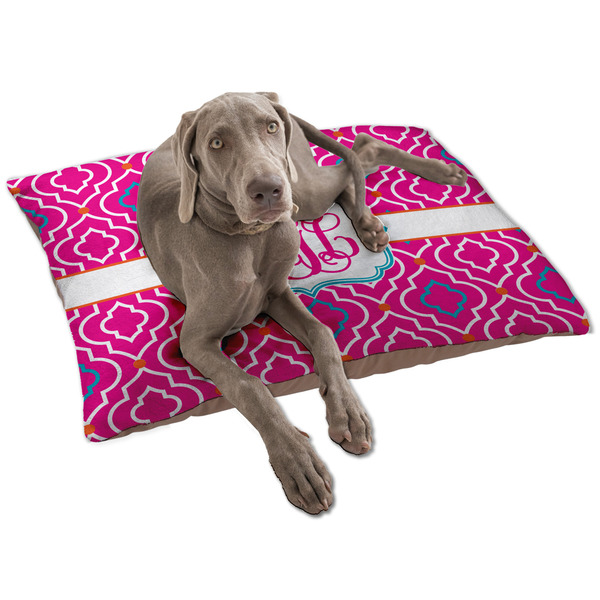 Custom Colorful Trellis Dog Bed - Large w/ Monogram