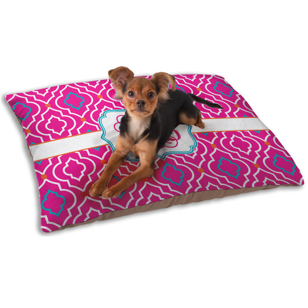 Custom Colorful Trellis Dog Bed - Small w/ Monogram