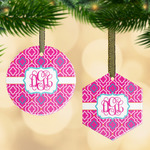 Colorful Trellis Flat Glass Ornament w/ Monogram