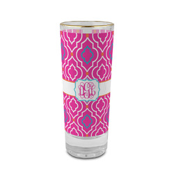 Colorful Trellis 2 oz Shot Glass -  Glass with Gold Rim - Single (Personalized)