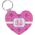 Colorful Trellis Heart Plastic Keychain w/ Monogram