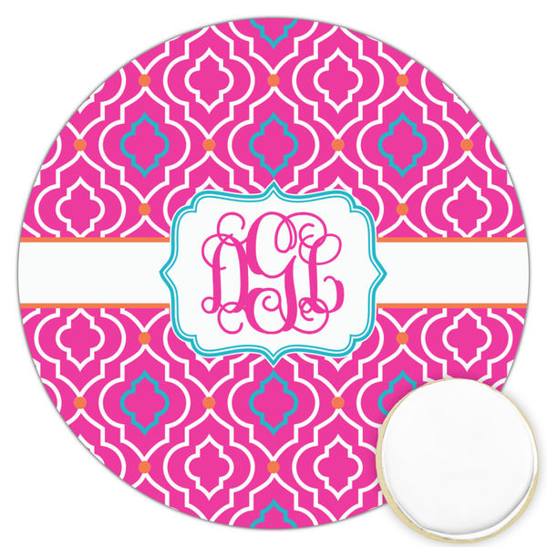 Custom Colorful Trellis Printed Cookie Topper - 3.25" (Personalized)