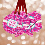 Colorful Trellis Metal Ornaments - Double Sided w/ Monogram