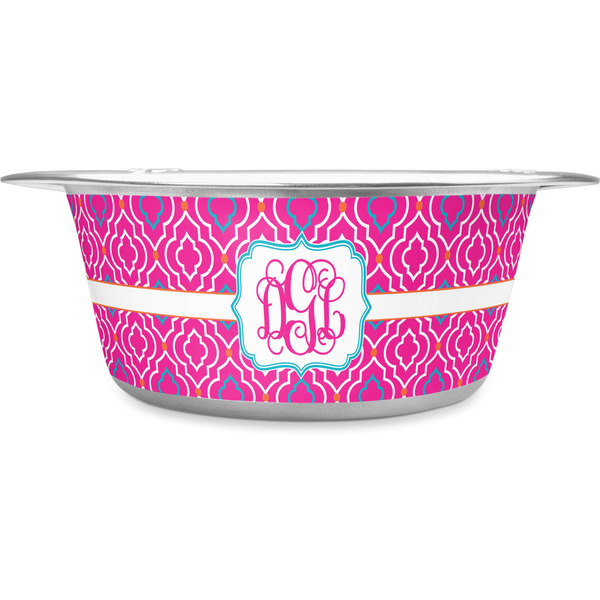 Custom Colorful Trellis Stainless Steel Dog Bowl - Small (Personalized)