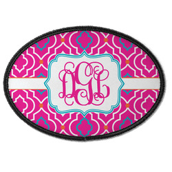 Colorful Trellis Iron On Oval Patch w/ Monogram