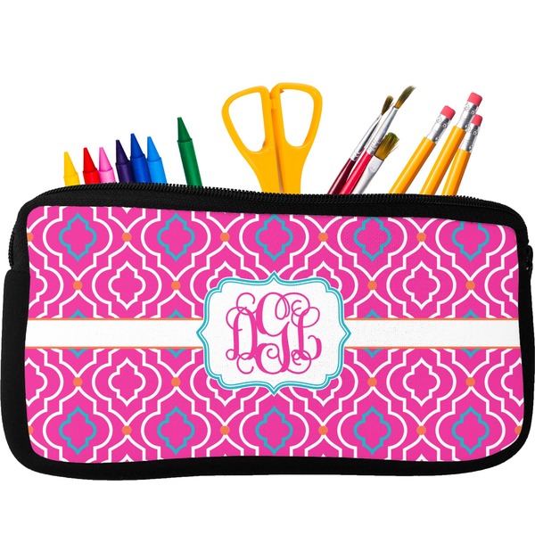 Custom Colorful Trellis Neoprene Pencil Case (Personalized)