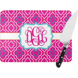 Colorful Trellis Rectangular Glass Cutting Board - Large - 15.25"x11.25" w/ Monograms