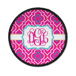 Colorful Trellis Iron On Round Patch w/ Monogram