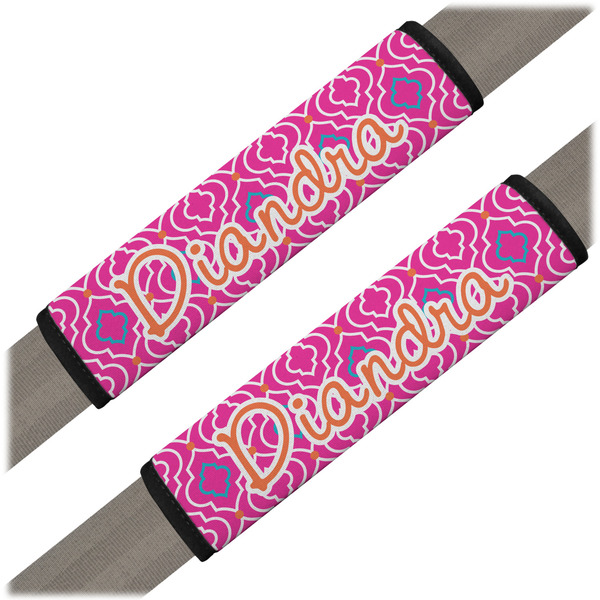 Custom Colorful Trellis Seat Belt Covers (Set of 2) (Personalized)