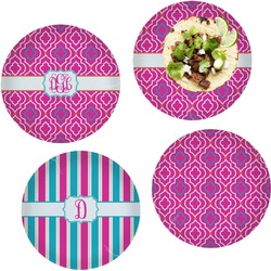 Colorful Trellis Set of 4 Glass Lunch / Dinner Plate 10" (Personalized)