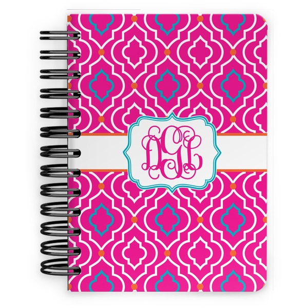 Custom Colorful Trellis Spiral Notebook - 5x7 w/ Monogram