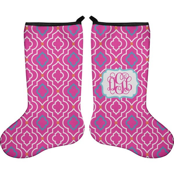 Custom Colorful Trellis Holiday Stocking - Double-Sided - Neoprene (Personalized)