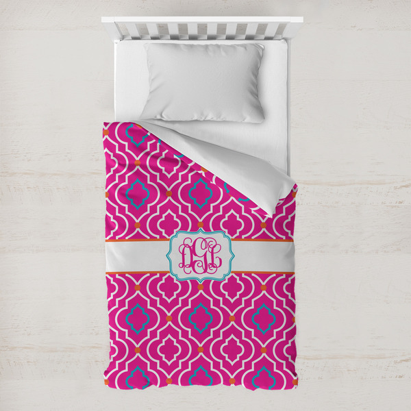 Custom Colorful Trellis Toddler Duvet Cover w/ Monogram