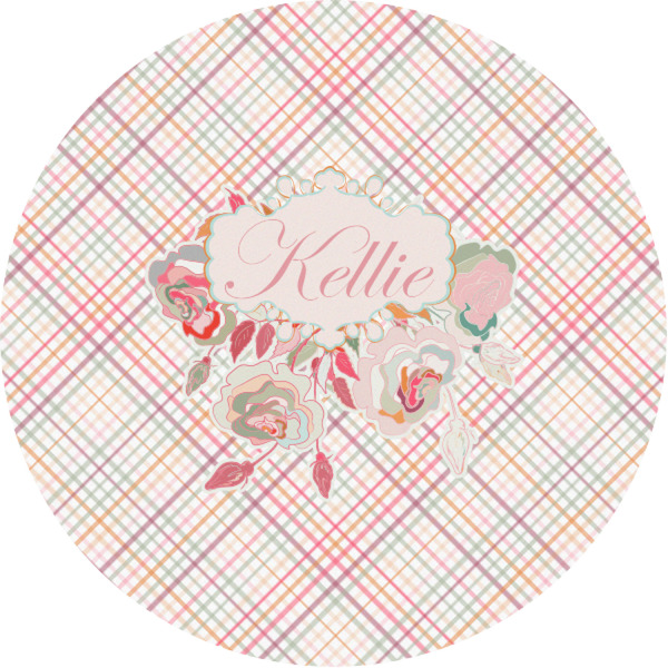 Custom Modern Plaid & Floral Multipurpose Round Labels - 1" (Personalized)