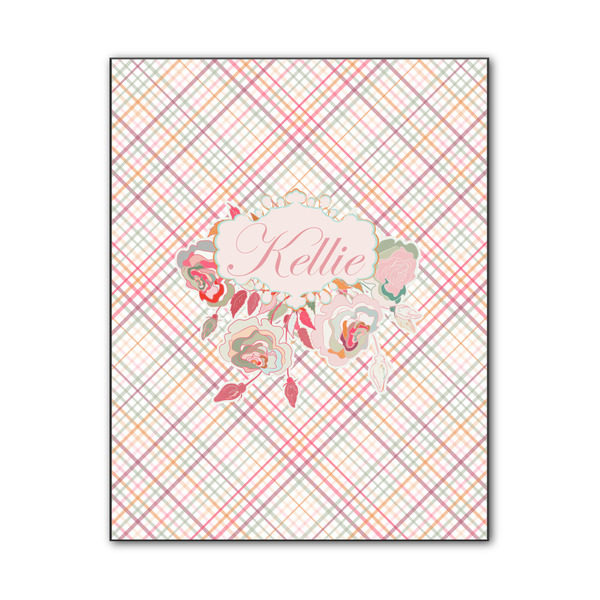 Custom Modern Plaid & Floral Wood Print - 11x14 (Personalized)