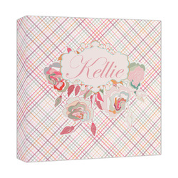 Modern Plaid & Floral Canvas Print - 12x12 (Personalized)