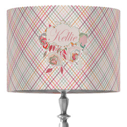 Modern Plaid & Floral 16" Drum Lamp Shade - Fabric (Personalized)