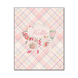 Modern Plaid & Floral Wood Print - 16x20 (Personalized)