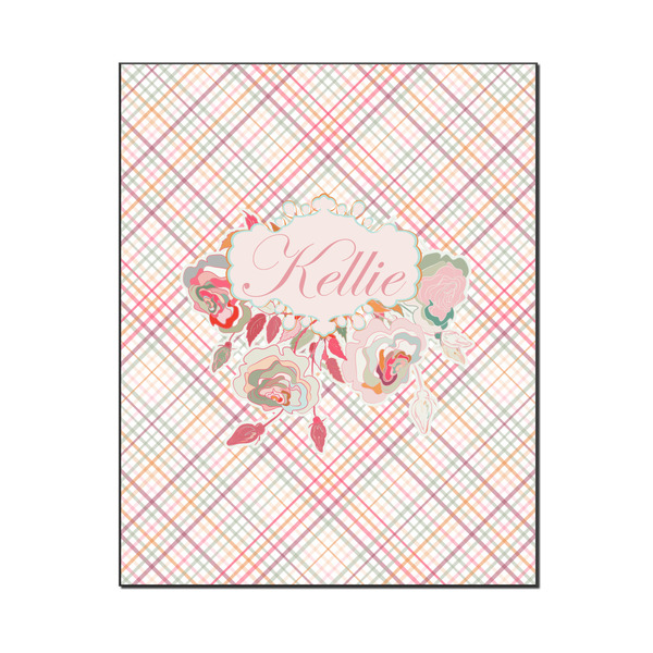 Custom Modern Plaid & Floral Wood Print - 16x20 (Personalized)