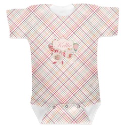 Modern Plaid & Floral Baby Bodysuit 12-18 (Personalized)