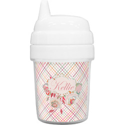 Modern Plaid & Floral Baby Sippy Cup (Personalized)