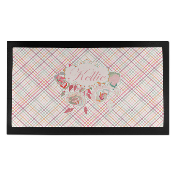 Custom Modern Plaid & Floral Bar Mat - Small (Personalized)