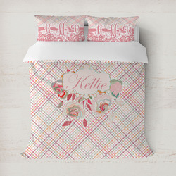 Modern Plaid & Floral Duvet Cover Set - Full / Queen (Personalized)
