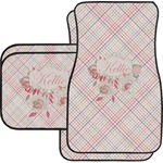 Modern Plaid & Floral Car Floor Mats Set - 2 Front & 2 Back (Personalized)