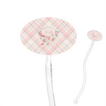 Modern Plaid & Floral 7" Oval Plastic Stir Sticks - Clear (Personalized)