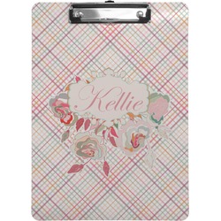 Modern Plaid & Floral Clipboard (Letter Size) (Personalized)