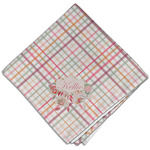 Modern Plaid & Floral Cloth Dinner Napkin - Single w/ Name or Text