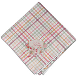 Modern Plaid & Floral Cloth Dinner Napkin - Single w/ Name or Text