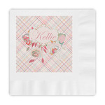 Modern Plaid & Floral Embossed Decorative Napkins (Personalized)