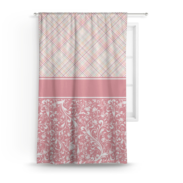 Custom Modern Plaid & Floral Curtain Panel - Custom Size