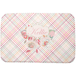 Modern Plaid & Floral Dish Drying Mat (Personalized)