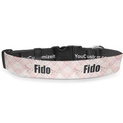 Modern Plaid & Floral Deluxe Dog Collar - Extra Large (16" to 27") (Personalized)