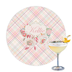 Modern Plaid & Floral Printed Drink Topper (Personalized)