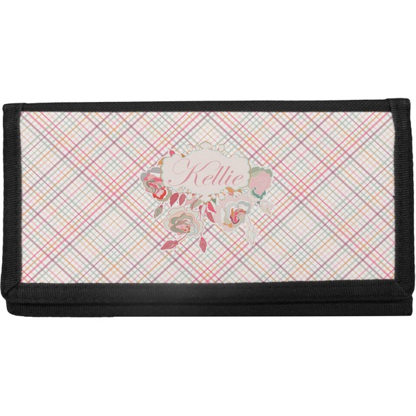 Custom Modern Plaid & Floral Canvas Checkbook Cover (Personalized)