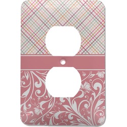 Modern Plaid & Floral Electric Outlet Plate