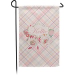 Modern Plaid & Floral Small Garden Flag - Double Sided w/ Name or Text