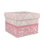 Modern Plaid & Floral Gift Box with Lid - Canvas Wrapped - Medium (Personalized)