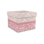 Modern Plaid & Floral Gift Box with Lid - Canvas Wrapped - Small (Personalized)