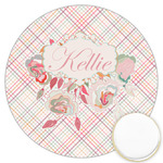 Modern Plaid & Floral Printed Cookie Topper - 3.25" (Personalized)