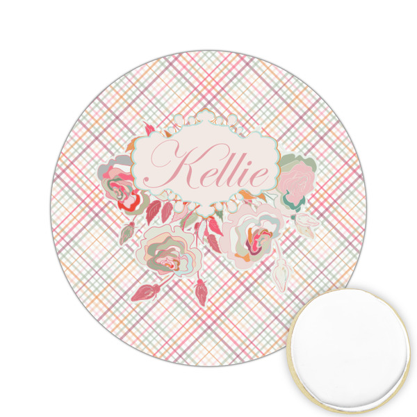 Custom Modern Plaid & Floral Printed Cookie Topper - 2.15" (Personalized)