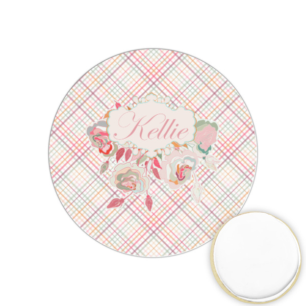 Custom Modern Plaid & Floral Printed Cookie Topper - 1.25" (Personalized)