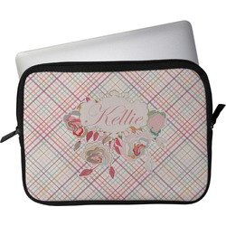 Modern Plaid & Floral Laptop Sleeve / Case - 15" (Personalized)