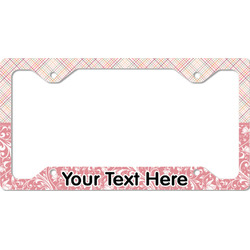 Modern Plaid & Floral License Plate Frame - Style C (Personalized)