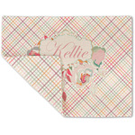 Modern Plaid & Floral Double-Sided Linen Placemat - Single w/ Name or Text